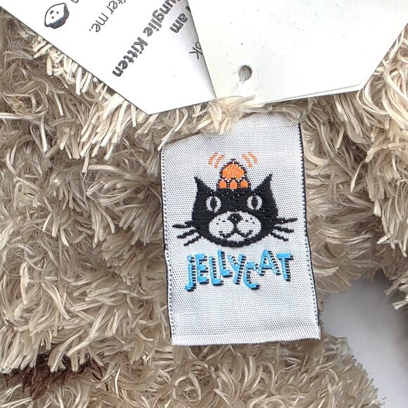 Jellycat Medium Bunglie Kitten Stuffed Plush Tan Brown Stripes Long Tail Retired - Picture 7 of 12